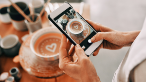 An image of a heart in a cup of coffee, a duplicate of a social media image